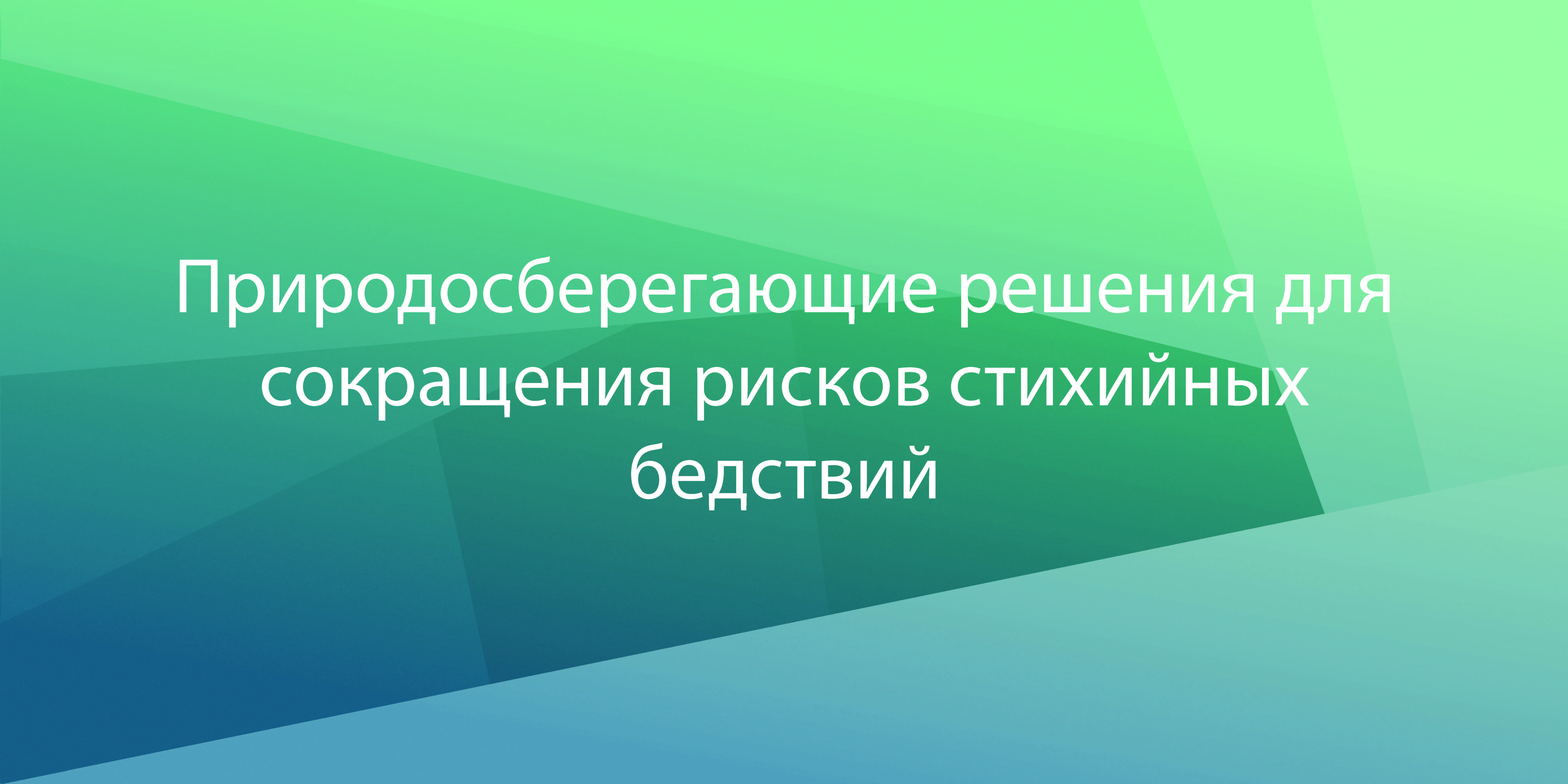 Природосберегающие решения для сокращения рисков стихийных бедствий NbS